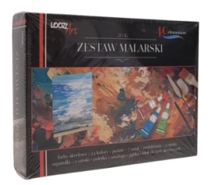 LOOZ ART Zestaw malarski 24 kolory paletka Farby akrylowe St. Majewski 40 szt