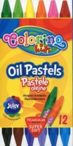 COLORINO KIDS Pastele Olejne Trójkątne 12 kolorów