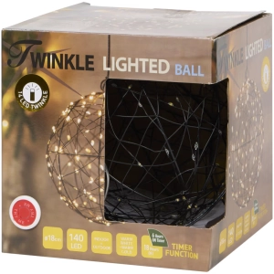 KULA ŚWIETLNA Z LAMETĄ Ø 18cm 140 LED DEKORACJA OZDOBA LED jasne światło