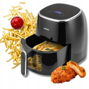 Frytkownica beztłuszczowa z okienkiem Hoffen, 1550 W, 5 l, czarna 8w1