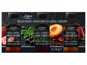 Deluxe 3x przetwory owocowe do mięs i serów sosy truskawka morela porzeczka