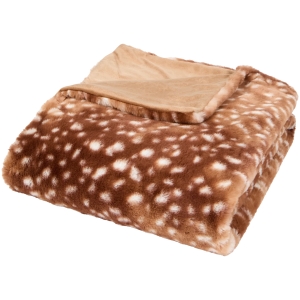 Koc dekoracyjny imitacja futra sarenka Bambi 140x180 cm ciemny