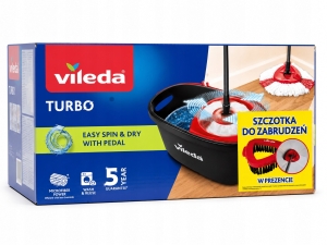 Mop z wiadrem Vileda Turbo Easy Spin & Dry z pedałem +szczotka do zabrudzeń