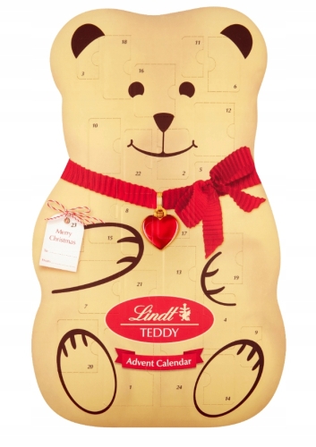 LINDT KALENDARZ ADWENTOWY 3D 240g MIŚ ŚWIĘTA MIKOŁAJ 2026 CZEKOLADKI TEDDY