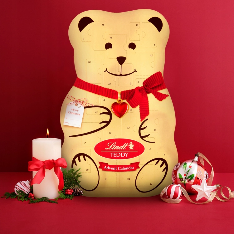 LINDT KALENDARZ ADWENTOWY 3D 240g MIŚ ŚWIĘTA MIKOŁAJ 2026 CZEKOLADKI TEDDY – zdjęcie 3