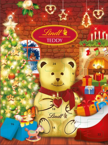 LINDT TEDDY KALENDARZ ADWENTOWY 170G 24 CZEKOLADKI MIŚ PREZENT ŚWIĘTA – zdjęcie 2