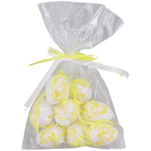 Ozdobne Jaja wielkanocne w woreczku 8 sztuk żółte