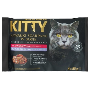 Karma dla kota Kawałki szarpane w sosie Wołowina Jagnięcina 4x85g Kitty