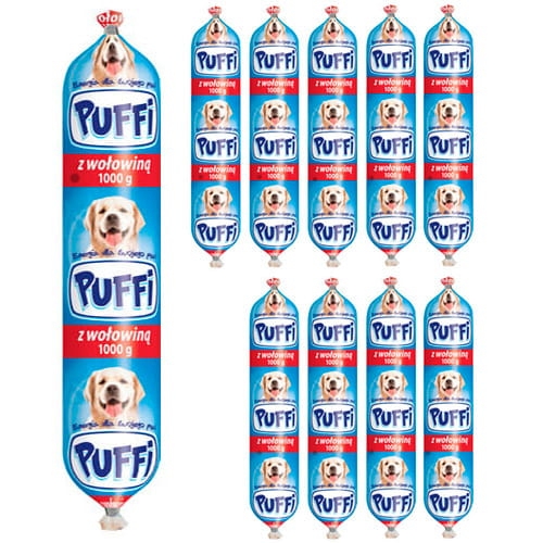 Baton Kiełbasa Karma dla psa z wołowiną Puffi 10x1kg.jpg