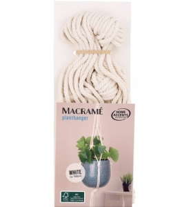 Wiszący uchwyt na kwiaty z makramy 100 cm biały