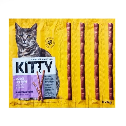 Przysmak dla kota Pałeczki rybne z łososiem i pstrągiem 8x5g Kitty.jpg