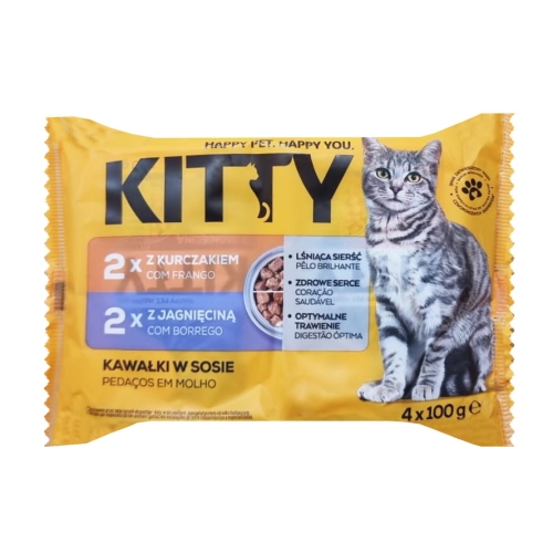 Karma dla kota Kawałki w sosie Kurczak Jagnięcina 4x100g Kitty