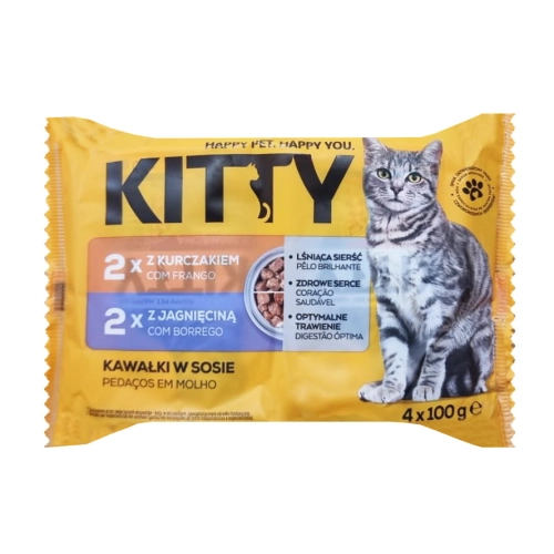 Karma dla kota Kawałki w sosie Kurczak Jagnięcina 4x100g Kitty