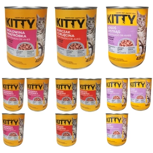 Karma mokra dla kota Kawałki w sosie Mix 12x415g Kitty