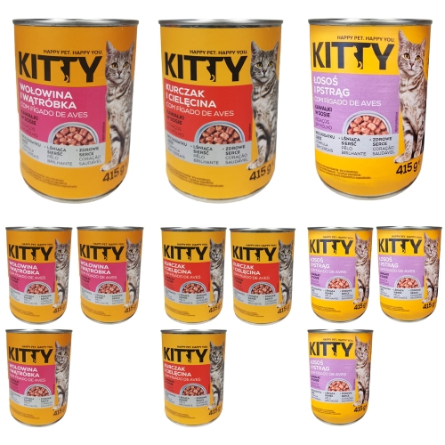 Karma mokra dla kota Kawałki w sosie Mix 12x415g Kitty