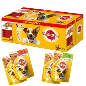 PEDIGREE VITAL ADULT Zestaw Saszetki Psa 40x100g