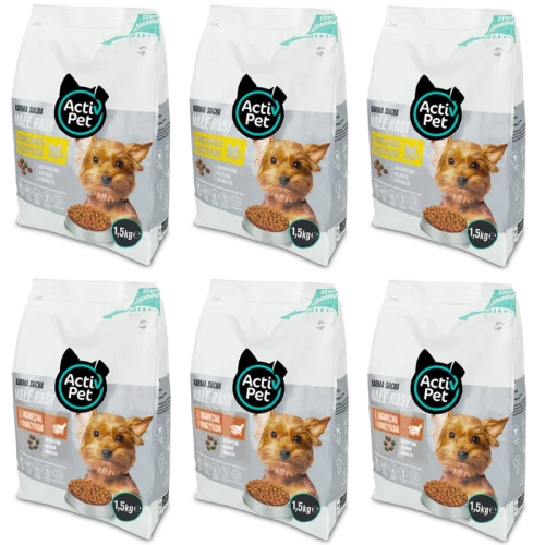Karma sucha dla psa Małe rasy Mix  6x1,5 kg Activ Pet