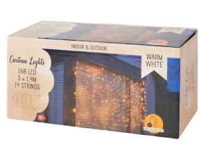 Kurtyna Zasłona Świetlna 14 girland i 168 lampek LED 3 x 1,4m