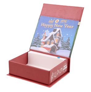 Świąteczne Pudełko na prezent z pozytywką Czerwone