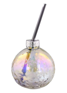Szklanka w kształcie bombki ze srebrną słomką 220ml 
