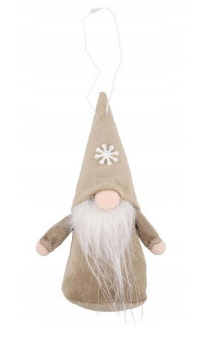 Zawieszka Skrzat Gnom na choinkę beżowy.JPG