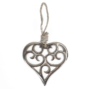 Zawieszka metalowe serduszko srebrne ozdoba