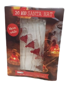 Lampki światełka łańcuch 20 LED czapki Mikołaja