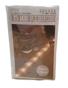 Wstążka świąteczna z oświetleniem LED srebrna 150cm