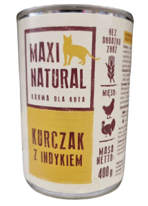 Maxi Natural Karma dla kota pełnoporcjowa Kurczak z indykiem 400g