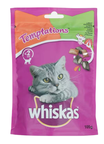 Whiskas Temptations Przysmak dla kota wołowina indyk 105g.png