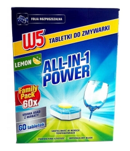 Tabletki do zmywarki W5 All In One Lemon 60 sztuk 