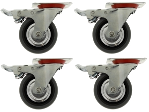 Zestaw Kół obrotowych 75 mm z hamulcem 50 kg 4 szt. 