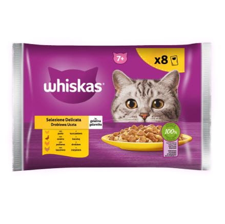 Mokra Karma dla kota WHISKAS® Senior Drobiowa Uczta w galaretce 8 x 85g.JPG
