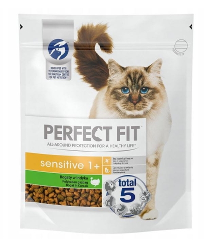 Perfect Fit Sensitive 1+ Karma dla dorosłych kotów Indyk 750 g.JPG