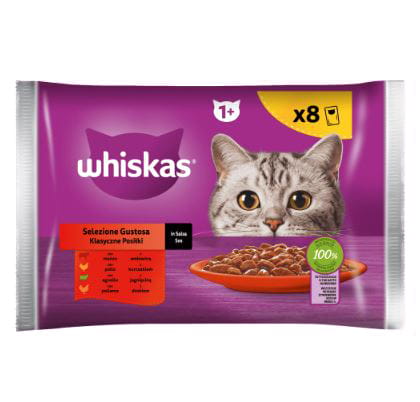 Mokra Karma dla kota WHISKAS® Klasyczne Posiłki w sosie 8x85g