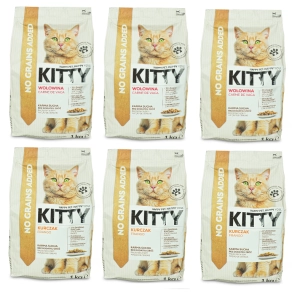 Kitty Sucha Karma Dla Kota mix Wołowina Kurczak 6x1kg Bez zbóż