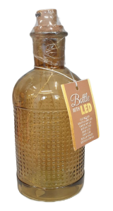 Szklana butelka z oświetleniem 10 LED żółta