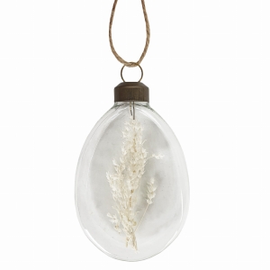 Szklana wisząca zawieszka z suszonymi kwiatami 9x6cm