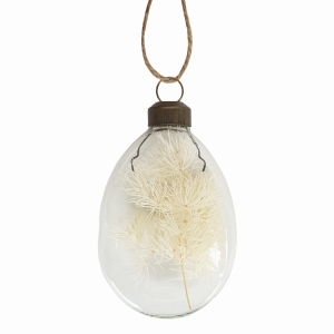 Szklana wisząca zawieszka z suszonymi kwiatami 9x6cm 