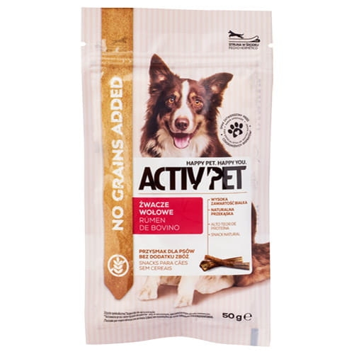 Przysmak dla psa Żwacze wołowe bez zbóż Activ Pet 100g.jpg