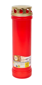 Znicz lampion z pokrywką czerwony 24,5 cm 96 h palenia