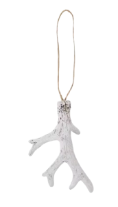 Dekoracja zawieszka poroże jelenia 9 x 6 cm biała
