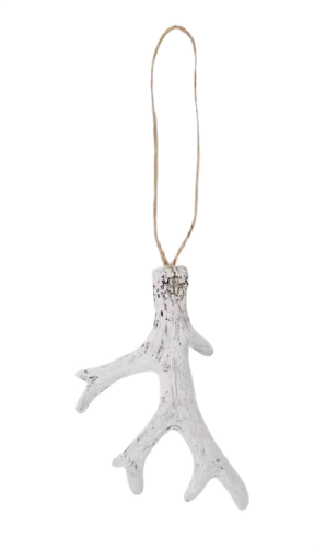 Dekoracja zawieszka poroże jelenia 9 x 6 cm biała.png