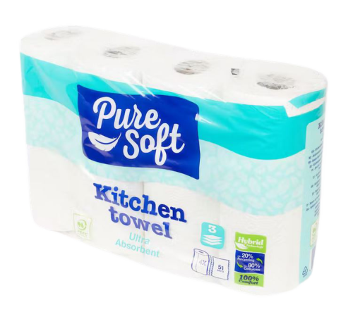 Ręcznik papierowy kuchenny Pure Soft 4 rolki x 51 listków.png