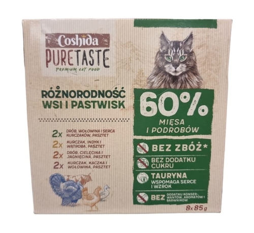 Karma dla kota Coshida Pure Taste Mix 8x85g drób.jpg