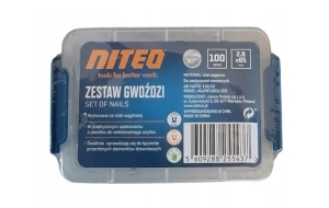 Zestaw gwoździ 100 sztuk stal węglowa Niteo Tools