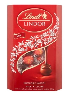 Lindt Lindor Bombonierka Milk Cornet 337g czerwona