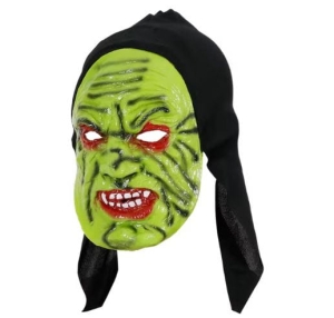 Przerażająca Maska Halloween Potwór z lateksu Zielona