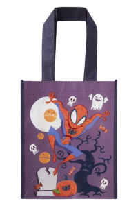 Torebka na słodycze na Halloween Spider Men fioletowa 23 x 19.5 cm