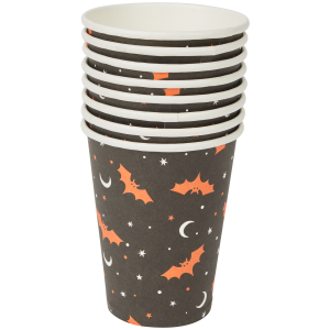 Papierowe kubki Halloween 8 sztuk 400 ml Nietoperze
